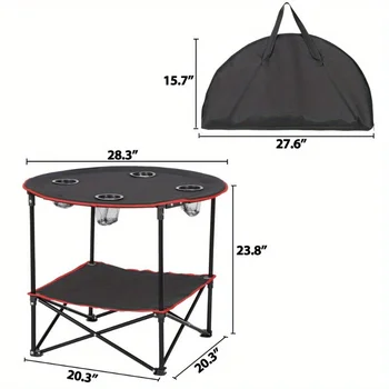 Folding Picnic Table Portable Outdoor Camping Table with 4 Cup Holders and Bags 3
