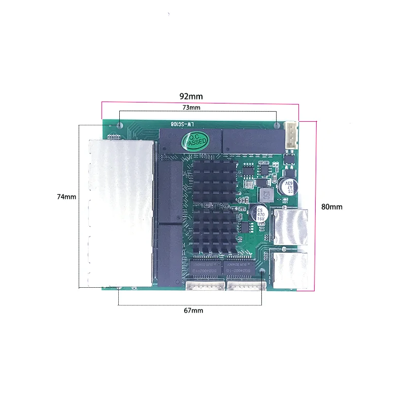 NVR UPLINK 산업용 모듈 PCBA 보드 OEM 포트 포함, 1000M 스위치 비관리형, 10 포트, 100 포트, 1000M, 9V-60V, 8 1000M 포트, 2 1000M