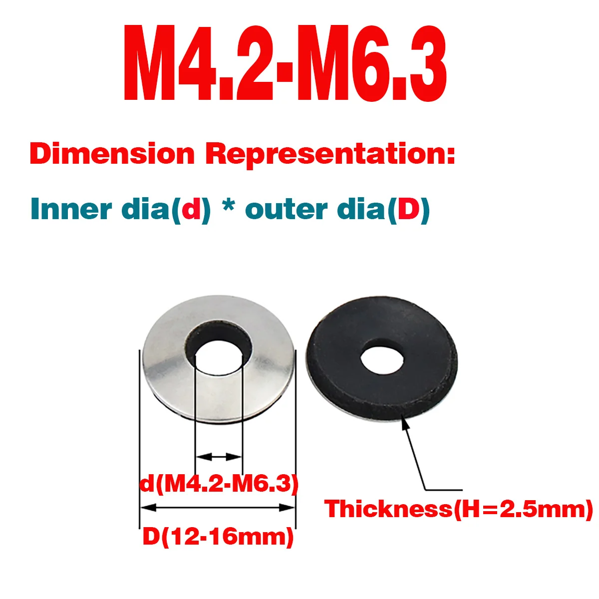 304 Stainless Steel Composite Waterproof Gasket / Lock Washer Drill Tail Screw Dovetail Wire M4.2M4.8M5. 5M6.3