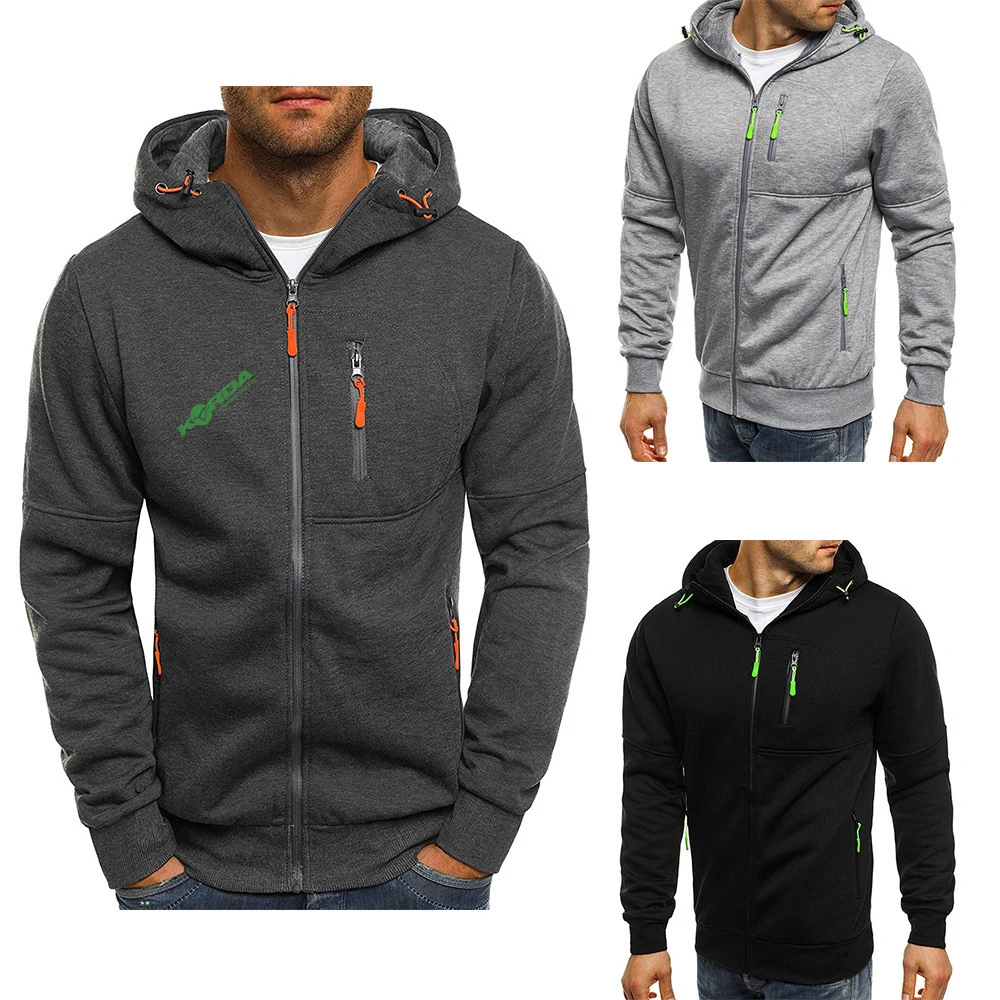 Korda Inspired Tribute 2023 Men Solid Color Hooded Long Sleeves Coat Zipper keep Warm Outwear Leisure Breathable Cardigan Jacket