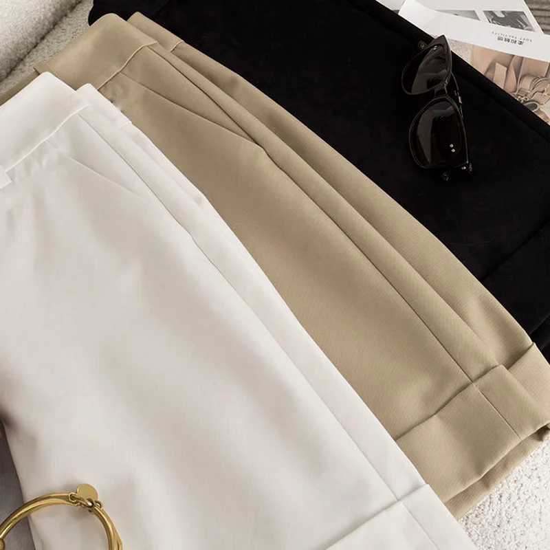 Shorts Women Youth Ins Summer Basic Simple All-match Chic High Waist Solid Ladies Straight 2021 Newly Leisure Fashion College