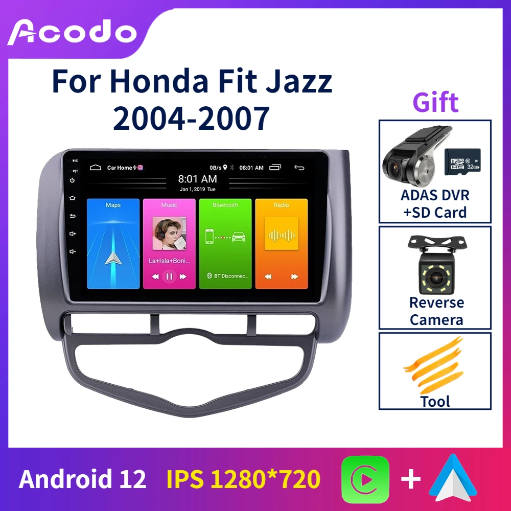 

Acodo 9''Car Player For Honda Fit Jazz 2004-2007 GPS CarPlay Android12 Wifi Steering Wheel Control Bluetooth IPS Auto Car Stereo