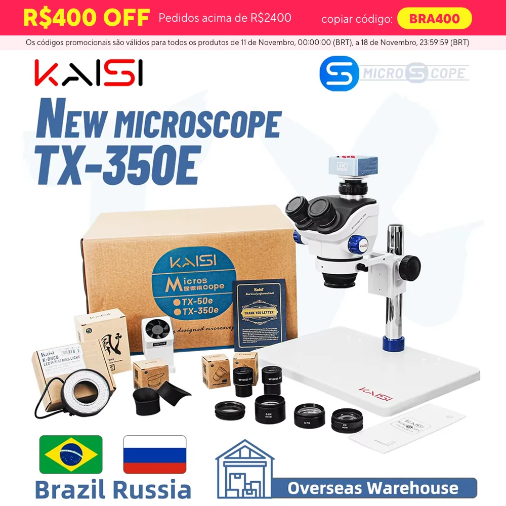 TX-350e Trinocular Stereo Microscope Set 1080P 4K HDMI Video Camera 3.5X-100X Zoom Simul Focal Trinocular Microscope