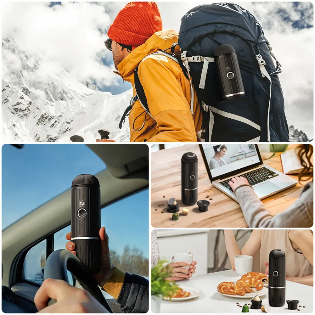 휴대용 여행용 커피 메이커, 캡슐 및 그라운드 커피 캡슐과 호환 가능, 하이킹용 USB 충전