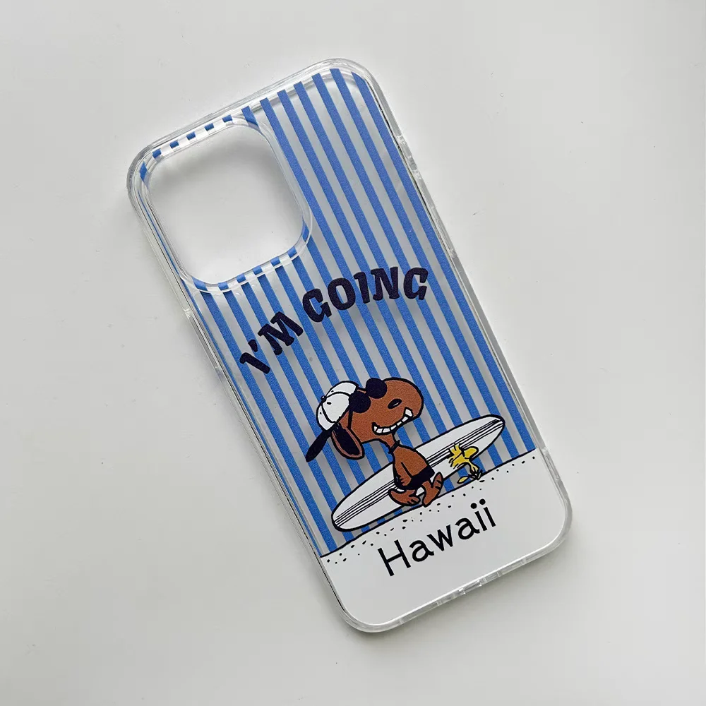 New Black S-Snoopy Surfing Cartoon Phone Case For iPhone 16 15 14
