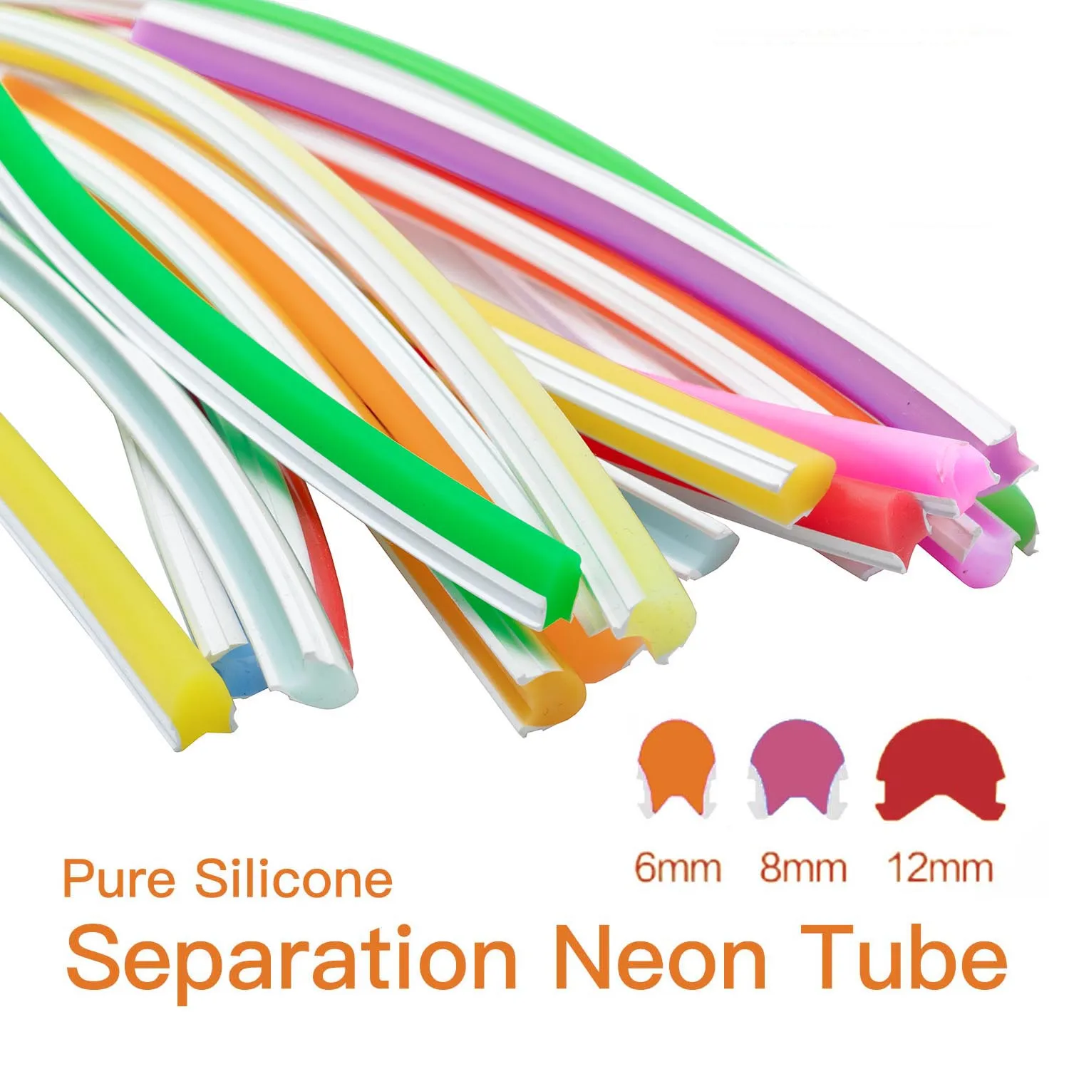 

6mm Separate Silicone Neon Strip Waterproof Flexible Soft Bendable Food Grade Tube IP67 Outdoor DIY Word Sign 12Colors 0.5M-20M