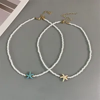 Shell Starfish Woman Short Necklace Summer Holiday Gift Handmade Choker  Seed Beads Neck Jewelry White