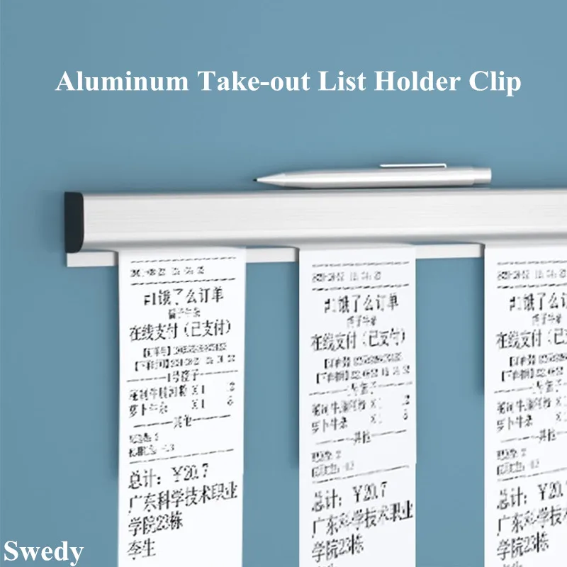 Aluminum Take-out List Ticket Tab Bill Receipt Clip Hanging Bar Kitchen Order Document Holder Tool Menu Paper Clip Organizer