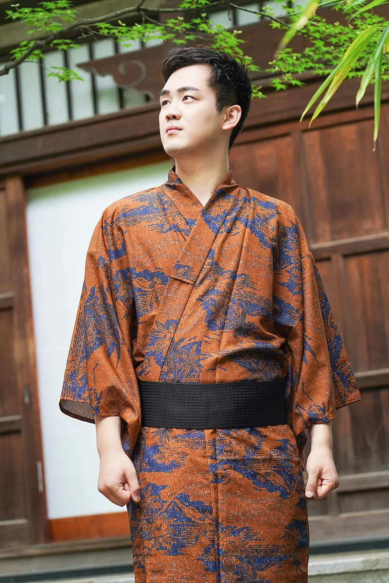 Japanese Men's Kimono Yukata Traditional Style Samurai Robe Cosplay Clothing Wrinkle-resistant fabric wicks sweat dries quickly