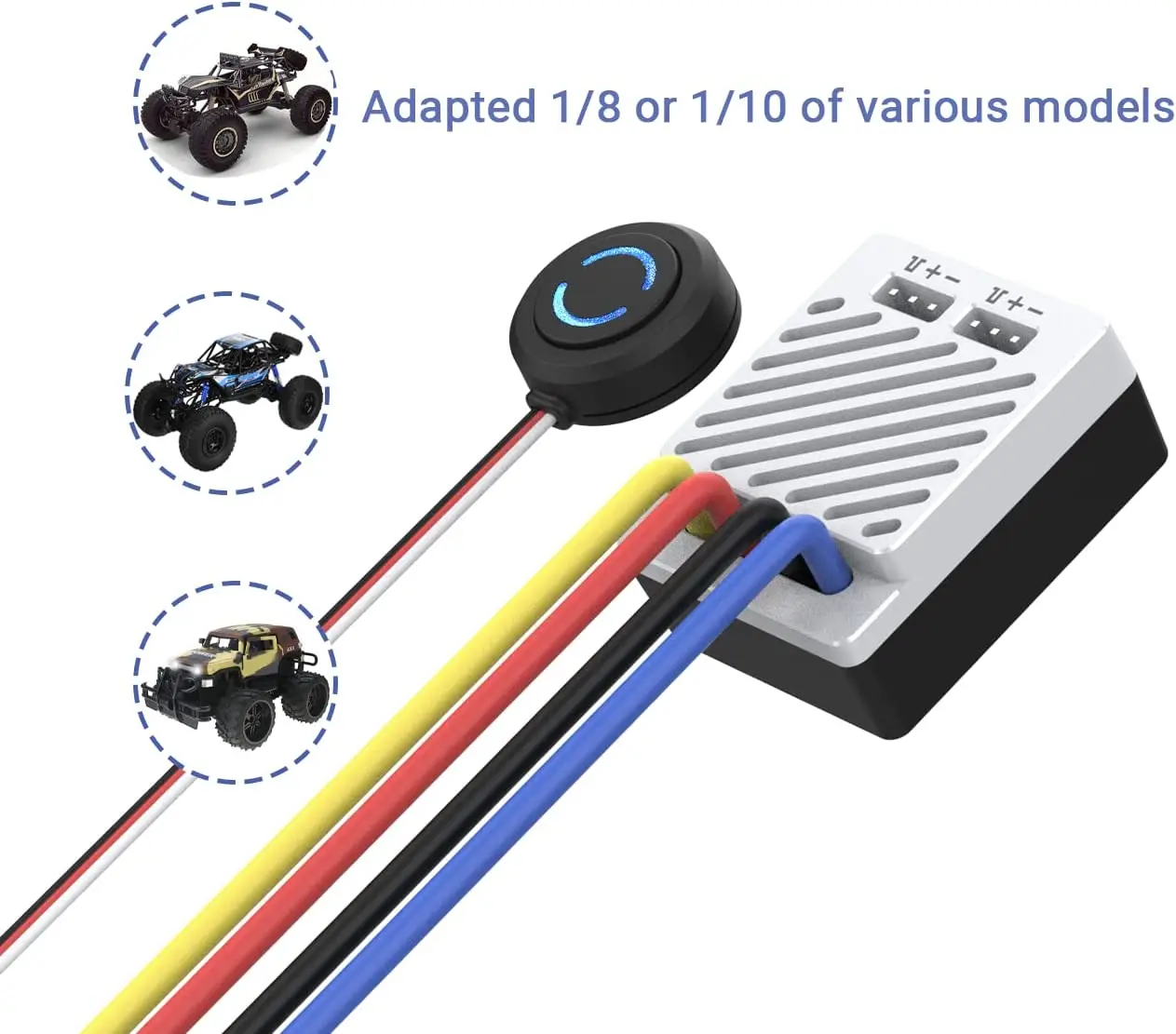 ISDT ESC70 ESC90 WP 1080 70A 90A Waterproof ESC  2~3S Adjustable BEC Phone Control 540/550 Brushed Motor For 1/8 1/10 Car thumbnail 5