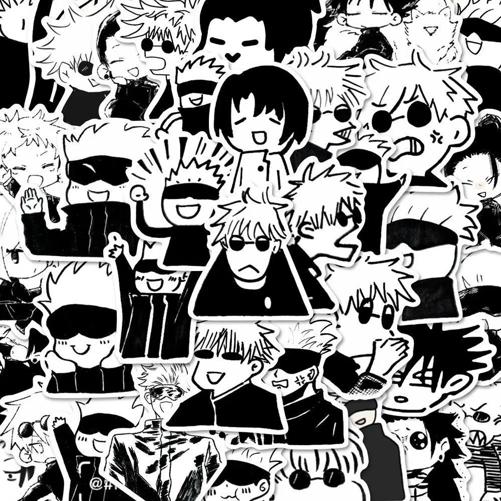 JJK Anime Sticker Gojo Satoru Geto Suguru Stickers Zhou Shu Hui Zhan Black White Manga Style Cute Laptop Phone Case Cute Decor comics photo cards manga photo cards