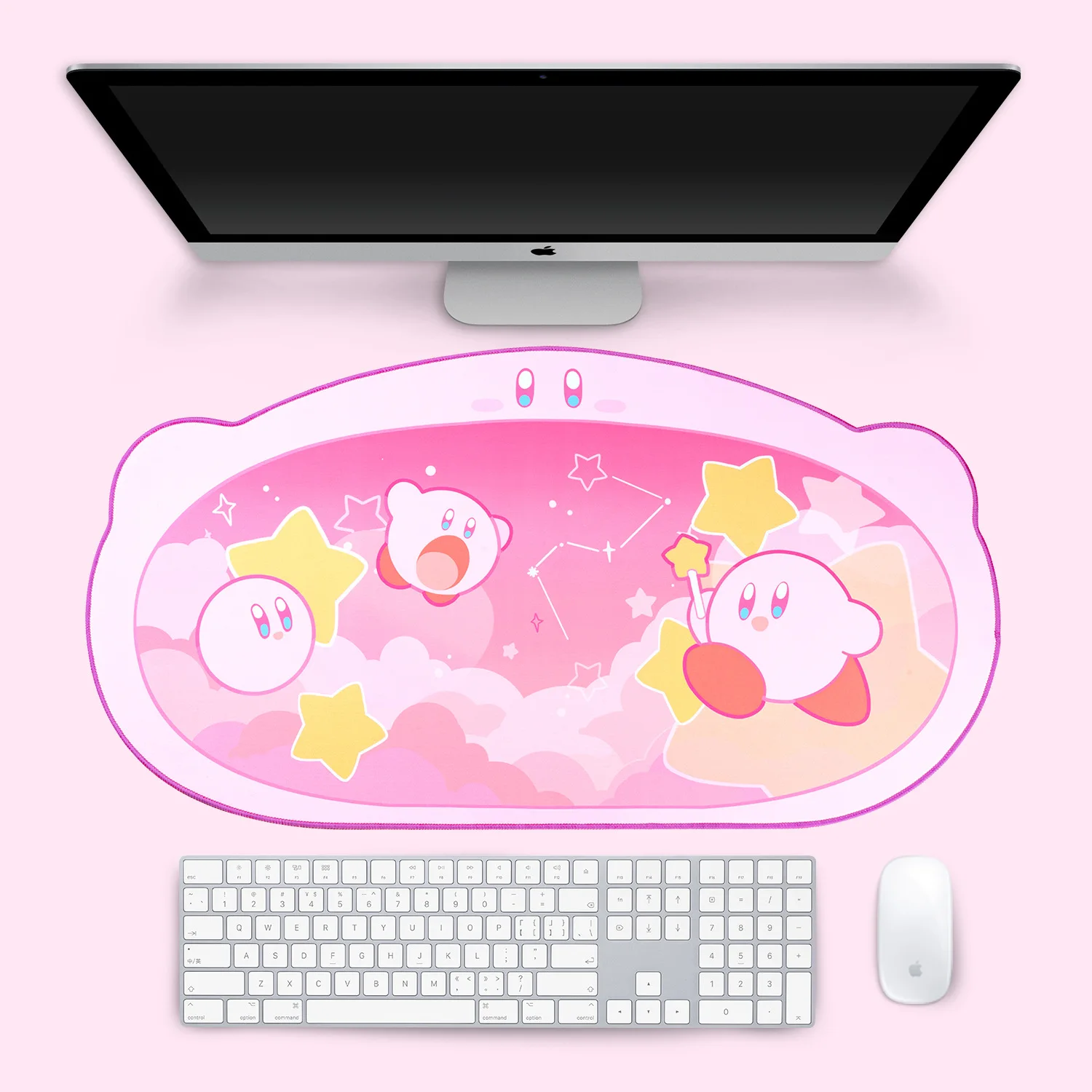 Yocore-kawaii Anti-deslizamento à Prova d Água Mouse Pad Esteira de Mesa Esteira de Mesa de Escritório Jornada Estrela Rosa Tamanho Grande 75x40cm