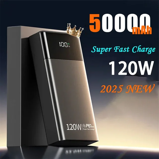 50000mAh Fast Charging High Capacity Power Bank 120W Power Bank Portable Battery Charger For IPhone Samsung Xiaomi