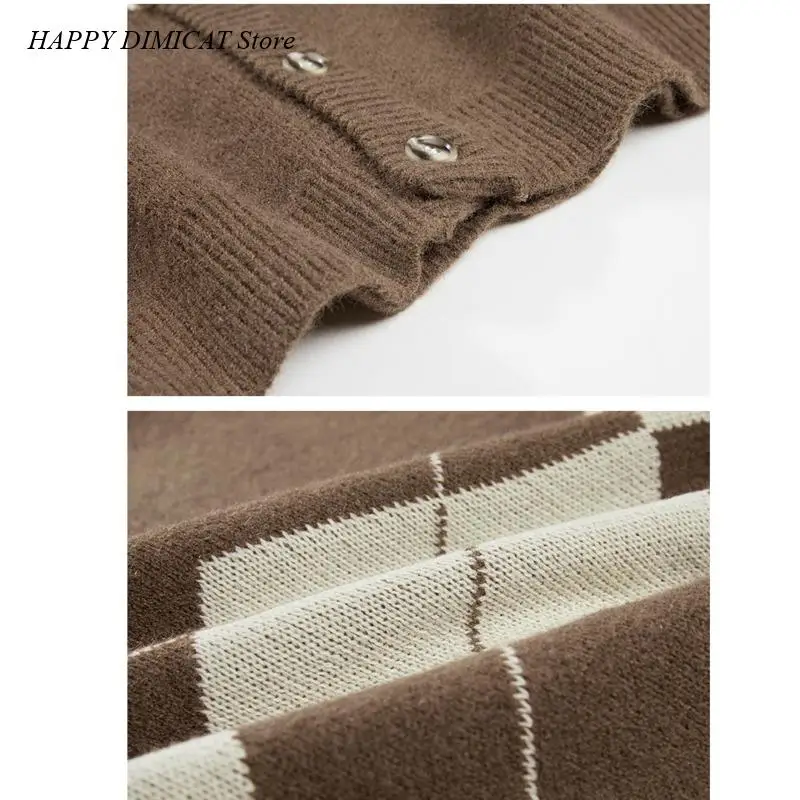 Knitting Cardigan Sweater Autumn Winter Top Men's Single Breasted V Collar Sweatercoat New Korean Fashion Chic Diamond