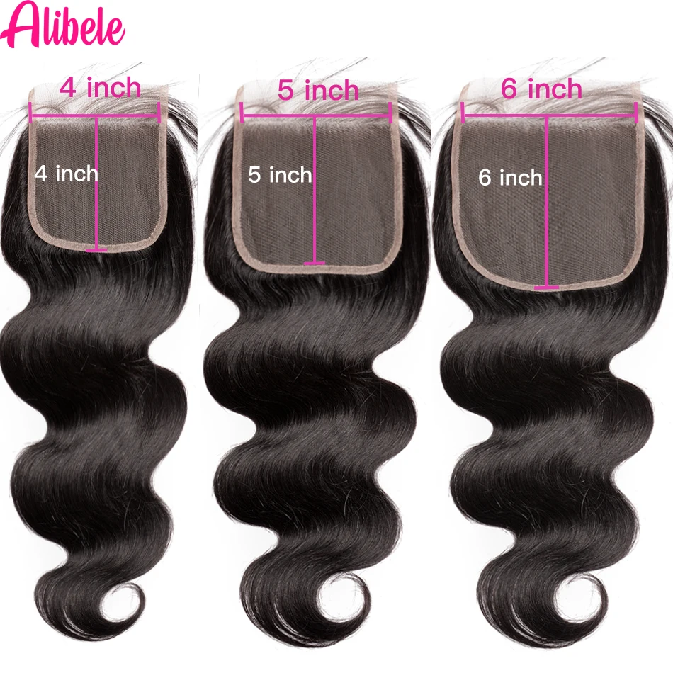 Human Hair Bundles Alibele 6x6 5x5 HD Lace Closure With Bundles Malaysia Body Wave Bundles With Closure Remy Hair Weave 4x4 LaceClosure