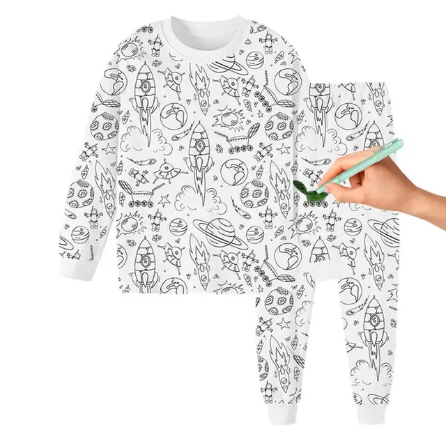 Pigiama da colorare per bambini Top e pantaloni a maniche lunghe Pjs Kids  Art colora il tuo pigiama artigianato giocattoli fai da te artigianato per  bambini per bambini Bo - AliExpress