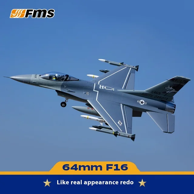 Fms New 64mm Ducted F-16 Fighting Falcon Rc Plane Remote-Controlled Electric Jet Fighter Assembled Fixed Wing Vortex Jet Sound 5