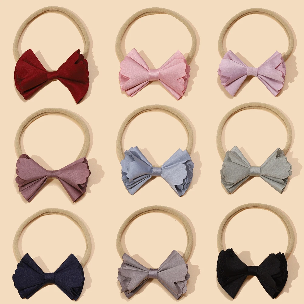 Solid Hair Bows for Baby Girl Elastic Bands for Girls Stretchy Skinny Hairbands Children's Accessories Infant Kids Baby Items new braided baby headband twisted top cross chineses knot headwrap elastic hairbands for child turban baby girl hair accessories