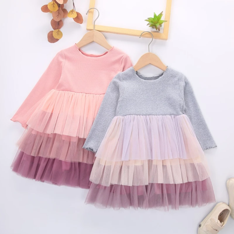 

Little Girl Dress Long Sleeve Children Casual Wear Girls Knit Dresses Kids Baby Girl Clothes 1-8Yrs Princess Tutu Frocks CC051