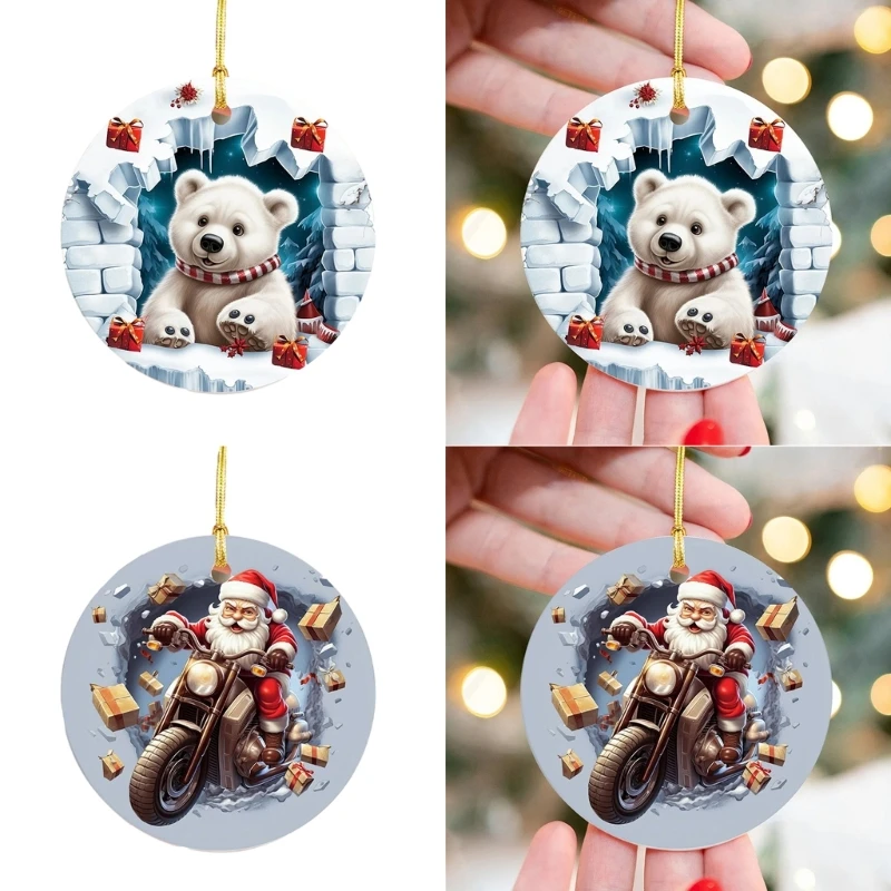 

8pcs Round Shaped Chrismas Ornament Window Decor Realistic Acrylic Haning Decorations for Holiday Display