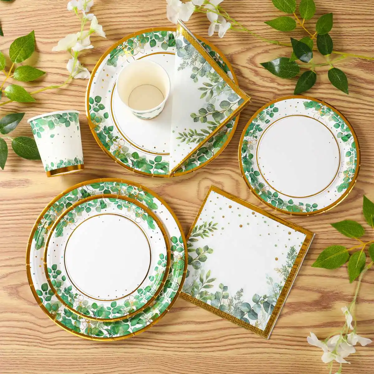 Sage Green Disposable Tableware Wedding Birthday Party