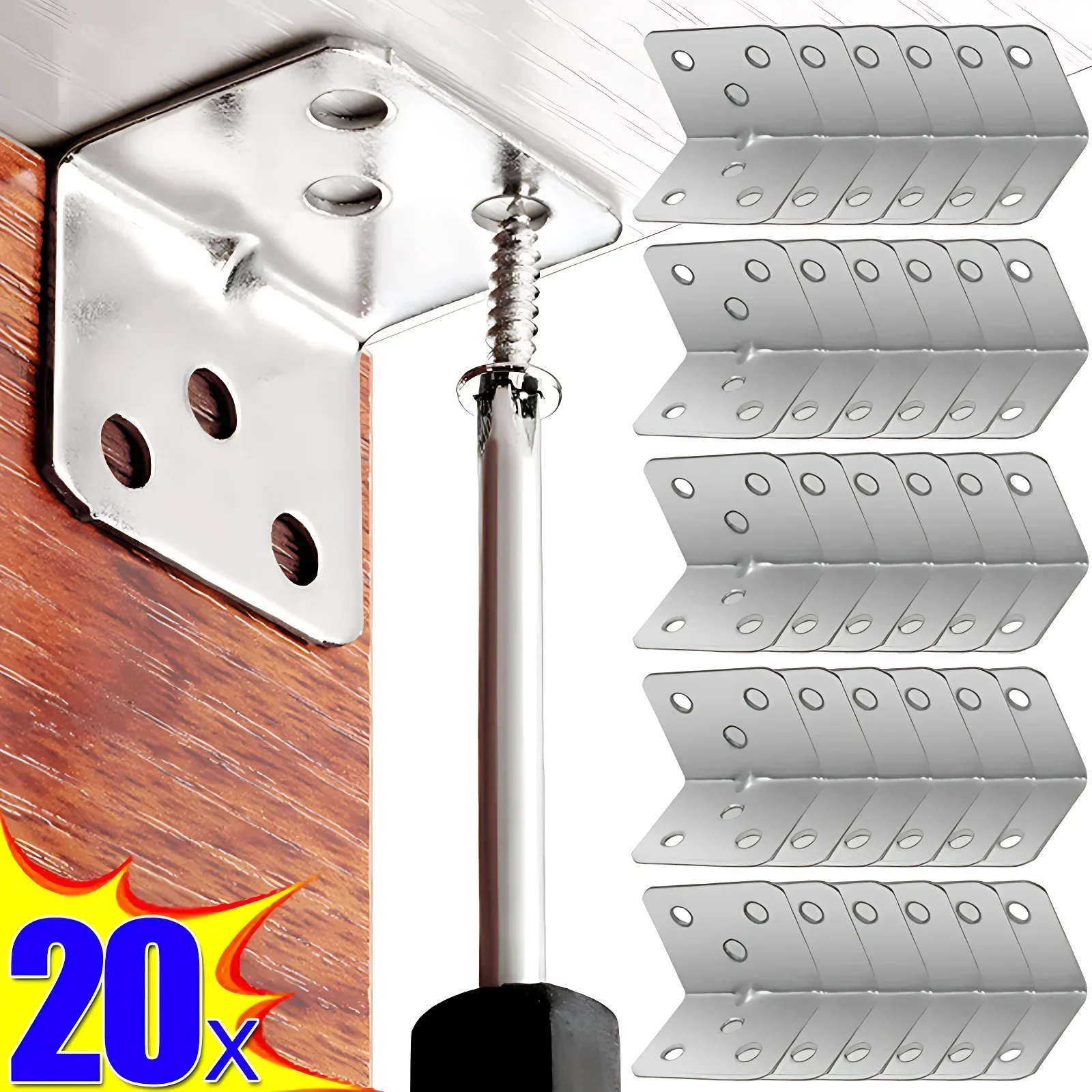 Description Picture 5 of itemStainless Steel Corner Bracket 90 Degree Right Angle Fixed Bracket Universal for Wood Furniture Bedframe Cabinet Accessories