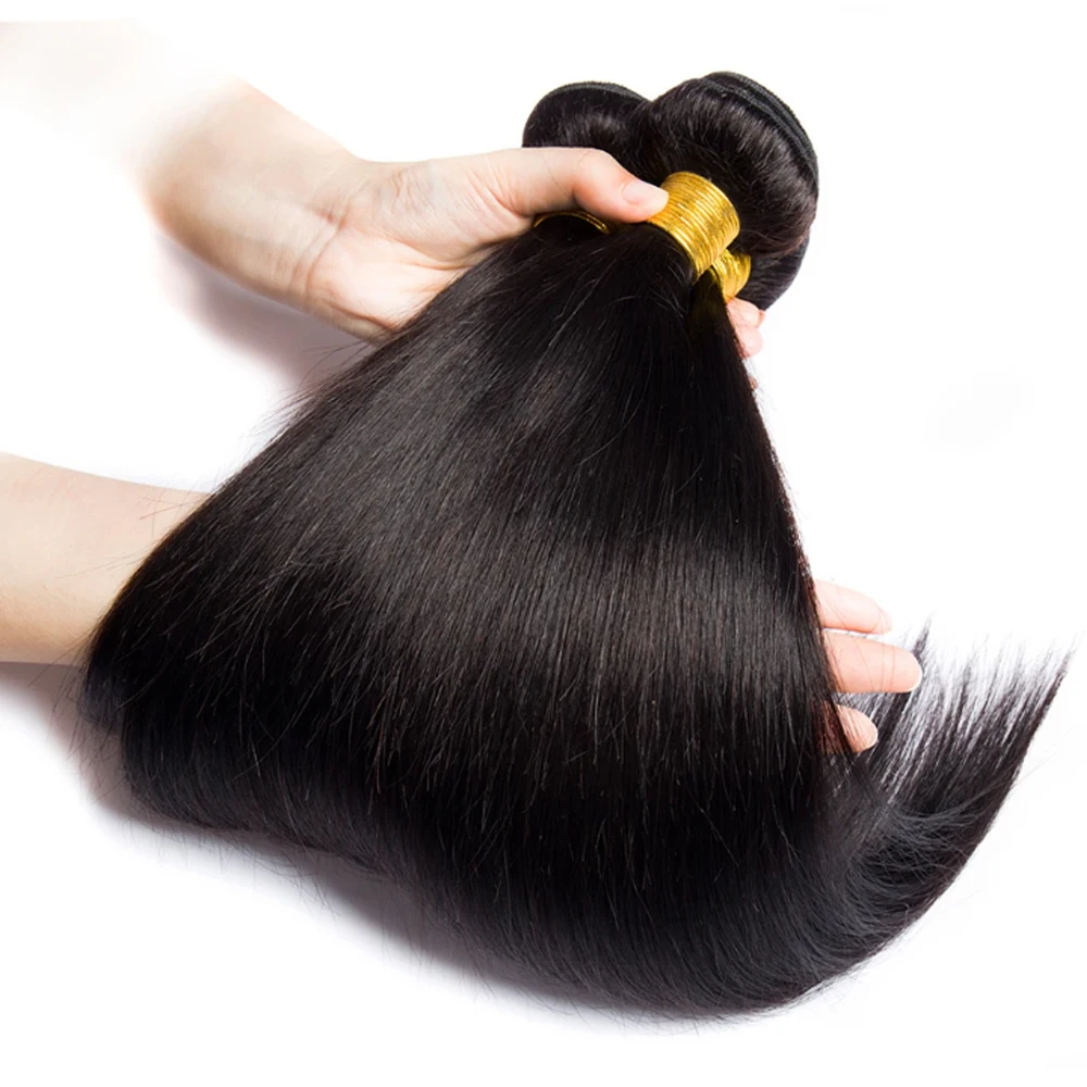 Extensioni di Capelli Umani Neri Lisci, Non Trattati, Brasiliani Remy Vergini, Grezzi, da 18, 20, 22, 24 Pollici - immagine 2