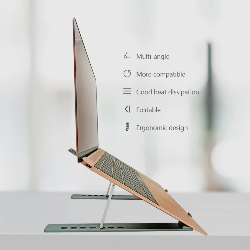 

Desktop Holder Portable 7-speed Height Adjustment Non-slip Silicone Bottom Adjustable Aluminum Alloy Foldable Stand Cooling Pad