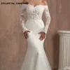 EVLAST Customized 2025 Mermaid Wedding Dress Off Shoulder Lace Applique Beading Vestido De Novia Bridal Gown Robe De Mariee MD05 5