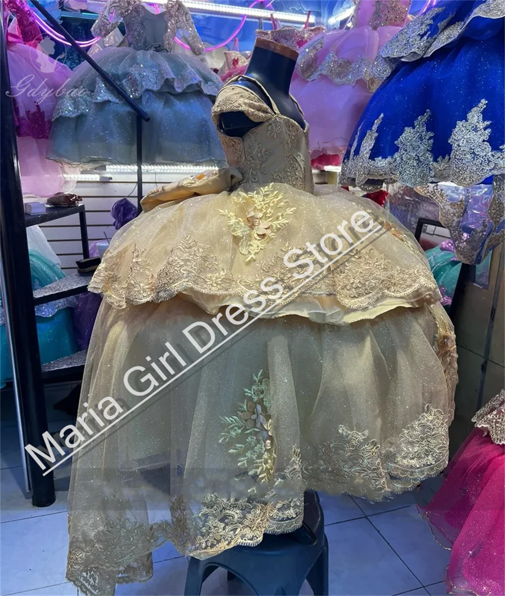 Light Blue Flower Girls Dress Lace Appliqu&eacute; Fluffy Tulle For Little Girl Costumes First Communion Prom Wedding Gown flower girl dresses