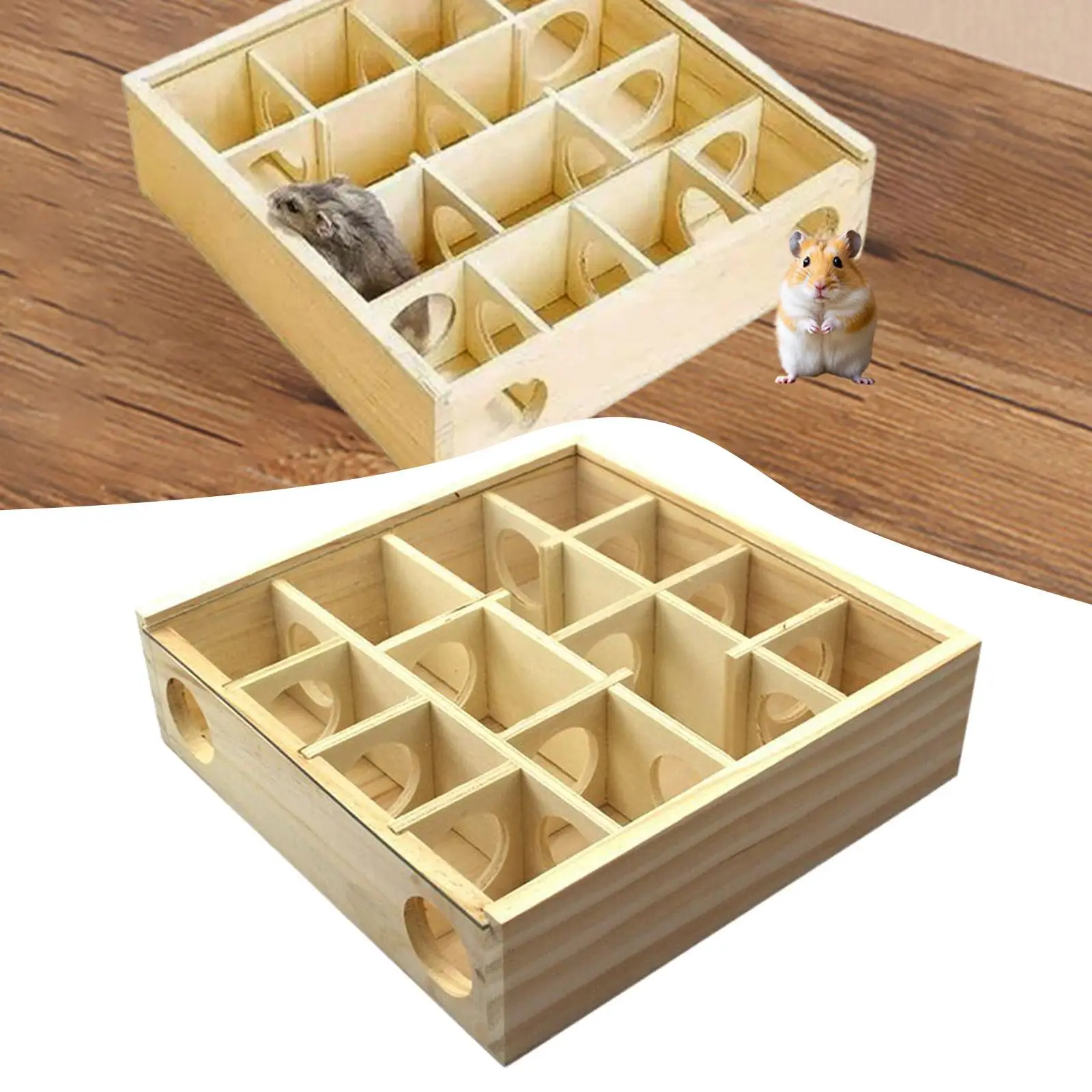 Hamster Maze Puzzle Toy Wooden Play Toys Hamster Cage Hideout Digging Box for Dwarf Hamsters Guinea Pigs Small Animals