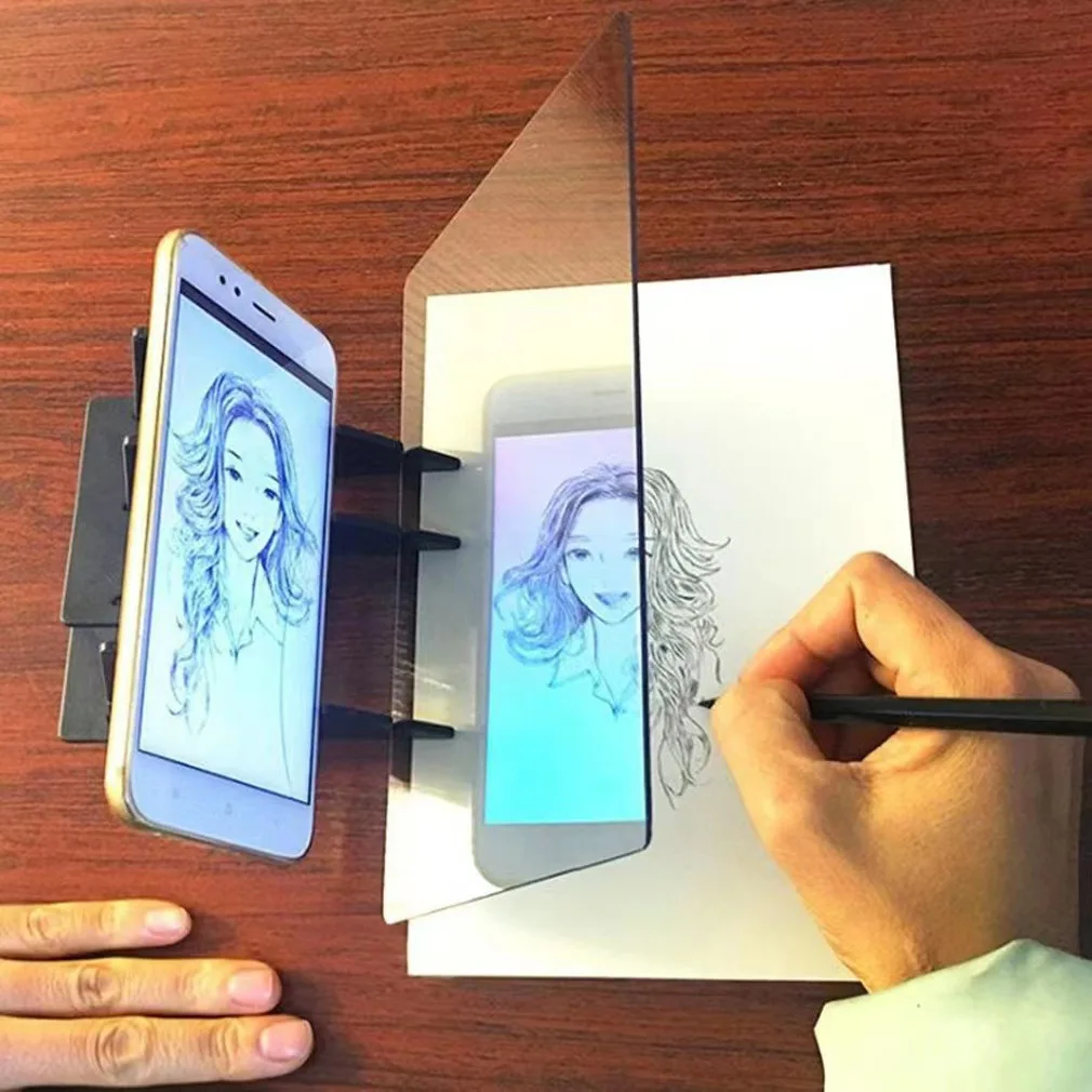 Optical Drawing Board Painting Projection Copying Board Sketching Tool  Acrylic Transparent Board Mobile/Phone Tablet Holder Optical Reflection