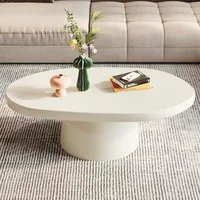 White Cloud Tables, Modern Minimalist Coffee Table for Living Room, 45.67 inch Cute Small Coffee Table, White Café Tables 1