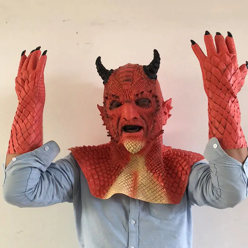 

Косплей Костюм Belial The Demon маска дьявола латексный реквизит маски перчатки Хэллоуин