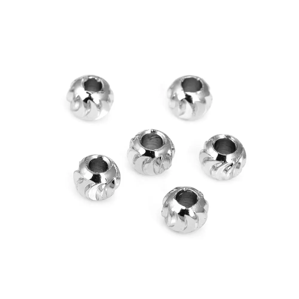 Silver Brass Round Ball Spacer Beads for Jewelry Making – Assorted Sizes