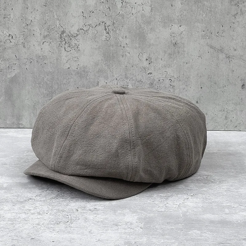 thumbnail image 2 of British Style Newsboy Hat For Men - Cotton Vintage Octagonal Flat Cap Ivy Driver Beret 2 of 13