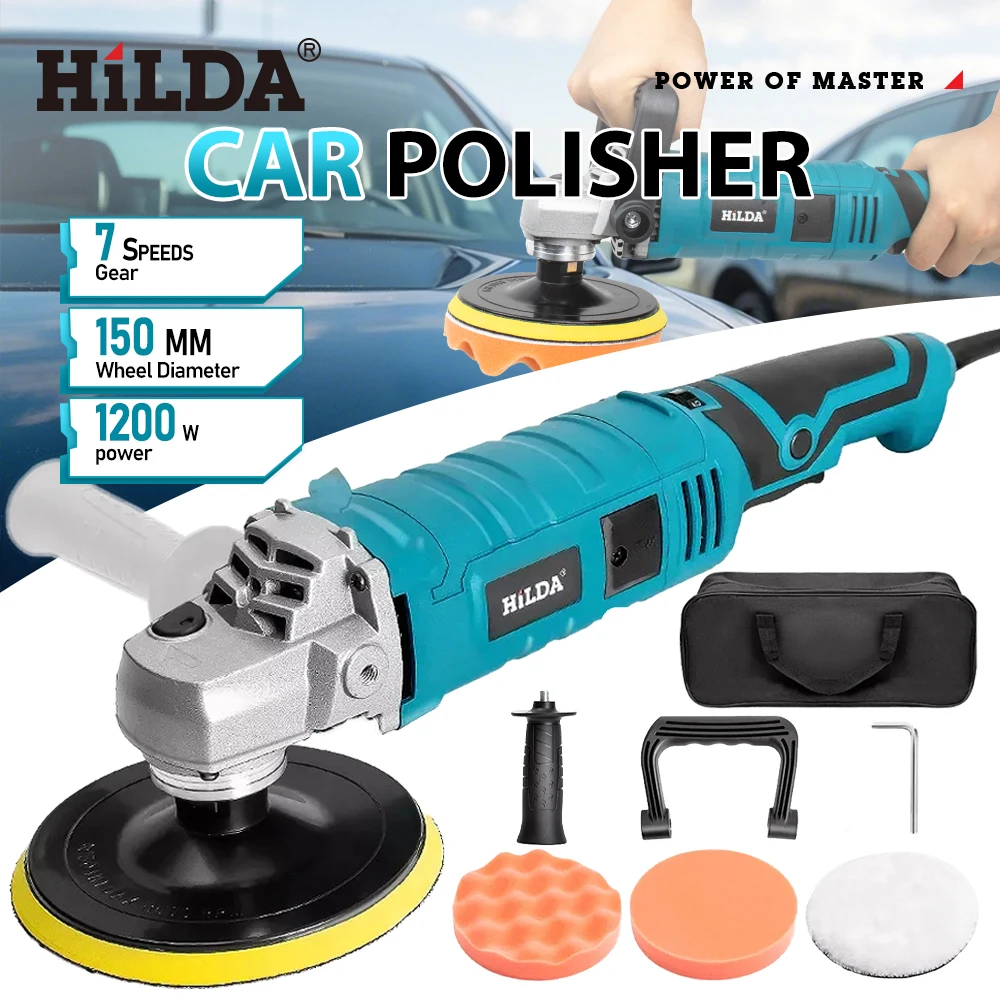 HILDA 6-inch Electric Car Polisher Machine Auto Polishing Machine Adjustable Speed Sander Waxing Power Tools Car Accessories ﻿