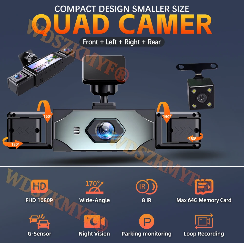 360° Car Camera 4Lens 1080P Dash Cam Car recording camera Car DVR Front Left right RearView Camera Black Box Car Accessories