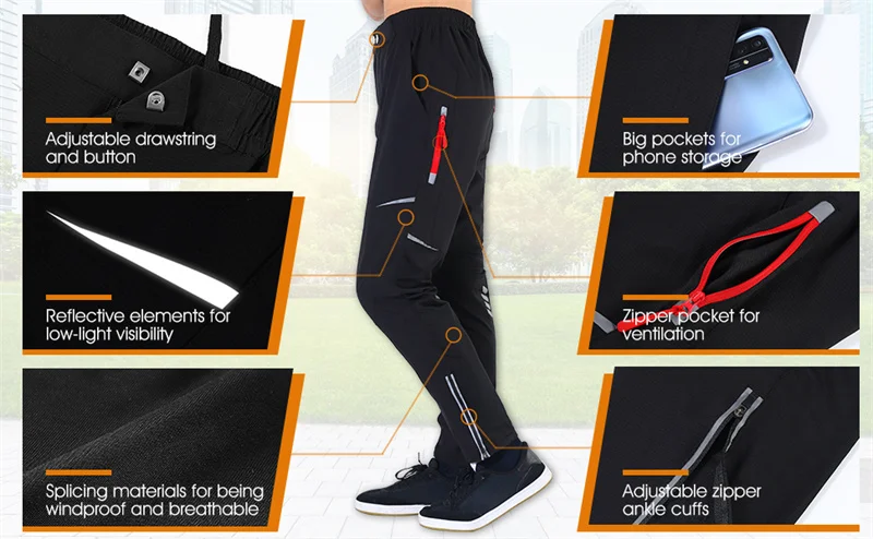 WEST BIKING Herren Frühling Sommer Radhose S 4XL Atmungsaktive, reflektierende, wasserabweisende Fahrradhose zum Laufen und Wandern – Detail 5