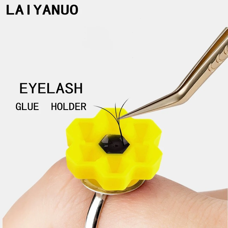 Laiyanuo 100 Pezzi A Forma Di Fiore Colla Tazza Estensione Ciglia Supporto Colla Innesto Pallet Ciglia Finte Per Ragazze
