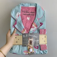 Cotton Pajamas Suit Spring Autumn Home Clothes Lady Cute Cartoon Print Nightwear Luxury Shirt Pants Girlfriend Gift Loungewear - Image 5