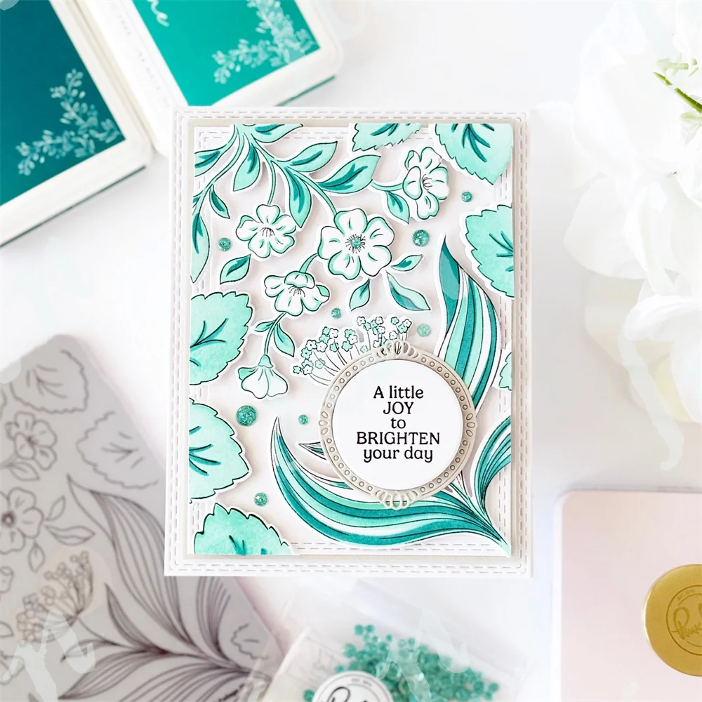 Blooming Grace Peony Metal Cutting Dies DIY Scrapbooking Crafts Stencils Decoration Joyful Blooms Full Release Bundle Stamps Set metal cutting die