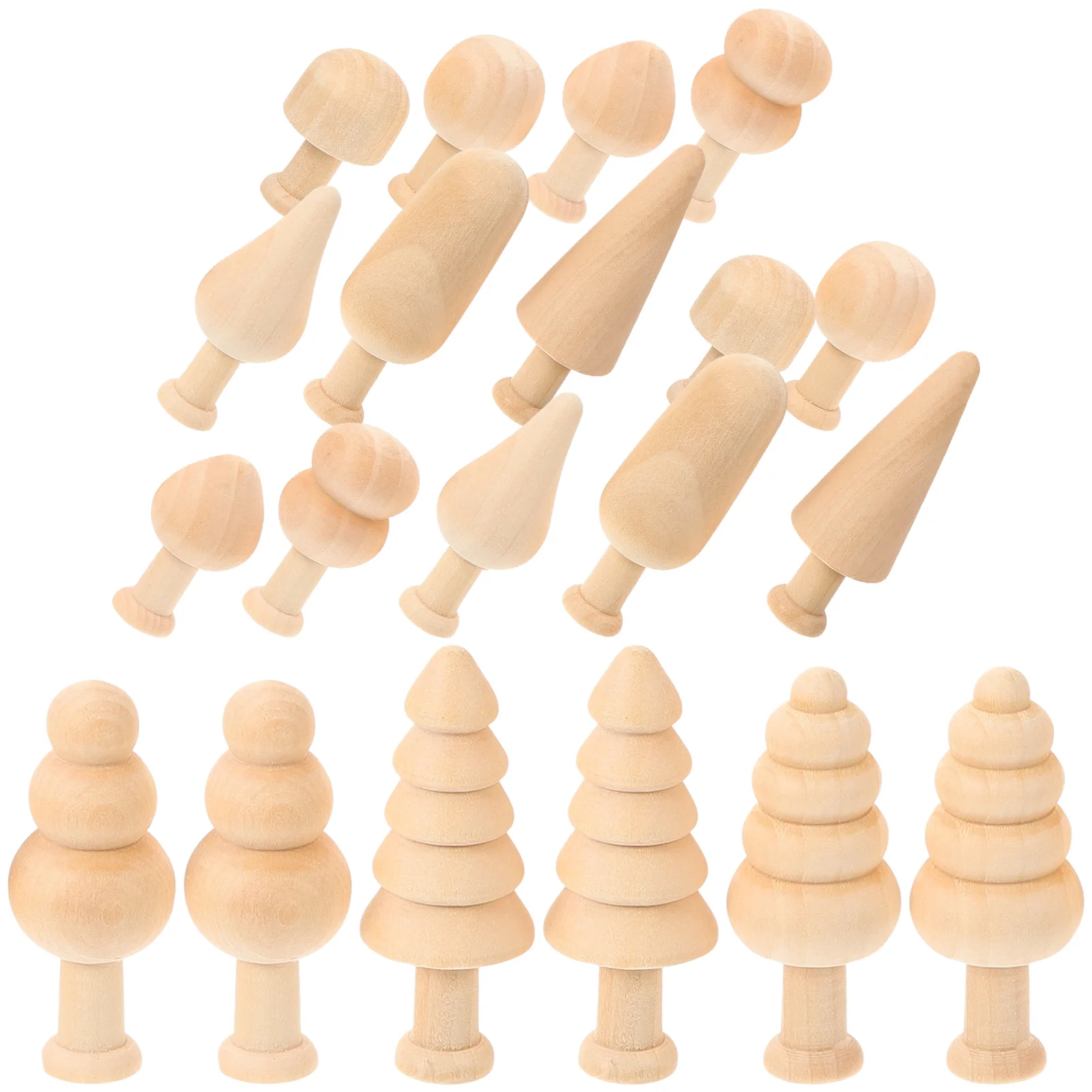 

20Pcs Unfinished Wooden Tree DIY Wooden Tree Mini Wood Trees for DIY Craft Painting Decoration