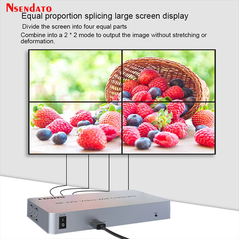 8K HDMI Video Wall Controller 2x2 4 TV Multi HDMI Video Wall Screen Splicing Processor For Projector Advertising Media Player