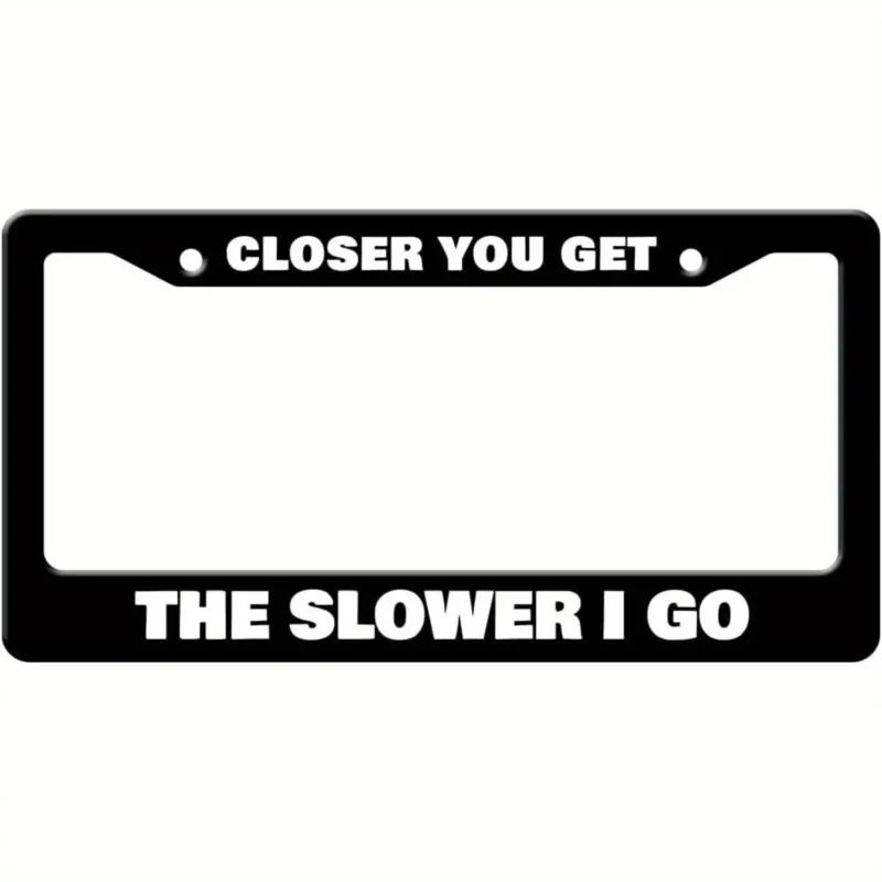 Stainless Steel Black License Plate Frame with White Text – Durable Metal Plate Holder for Car Exterior Accessories 1