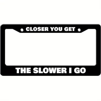 Stainless Steel Black License Plate Frame with White Text – Durable Metal Plate Holder for Car Exterior Accessories 1