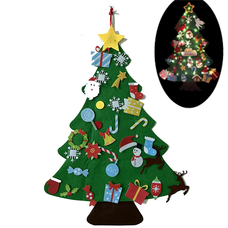 Pomrone Albero di Natale in feltro, albero di Natale Montessori - Decorazioni da parete per porte di finestra Regali di Natale per ragazzi Ragazze