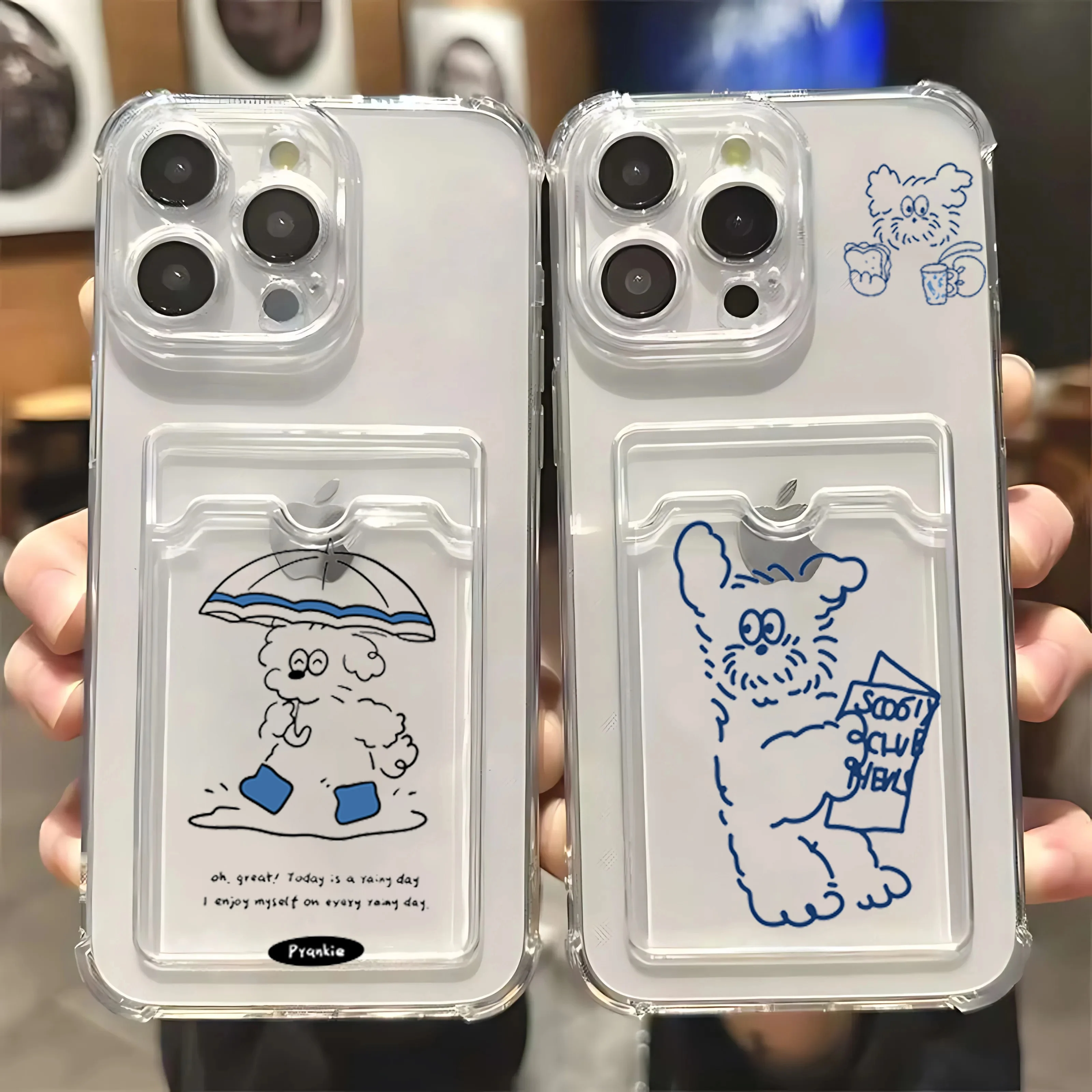 Chic INS Korea Umbrella Line Dog Card Holder Phone Case Cover