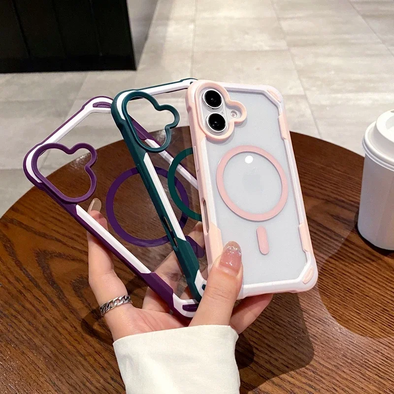 Luxury Armor Magnetic Clear Hard Bumper Phone Case - Dual Color Design