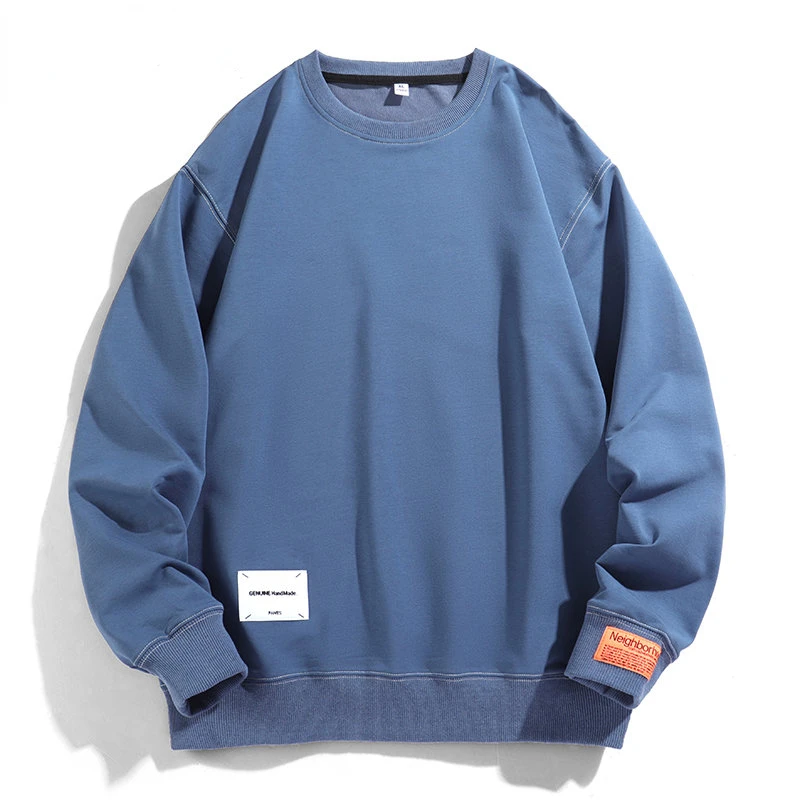 

2024 Men's Cotton Sweatshirts Round Neck Bottom Shirt Male Casual Trend Long Sleeve Hoodies Solid Color Spring Men Clothing
